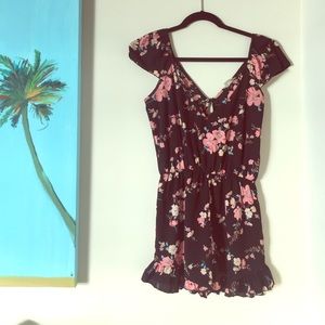 Black floral romper