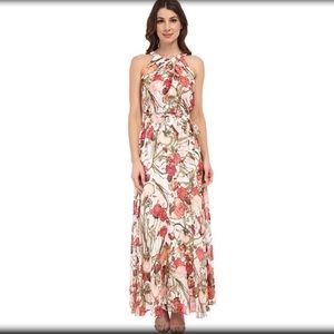 Adrianna Papell Crossover Drape Halter Maxi Dress