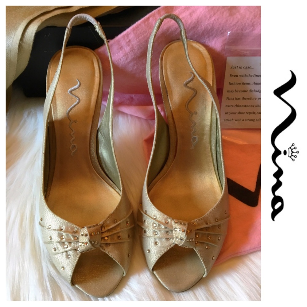 Nina Open Toe Sling Back Evening Sandals