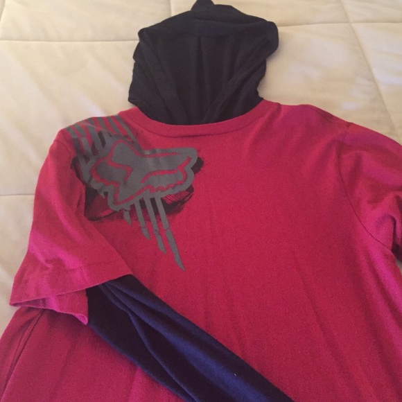 Fox long sleeve hooded t shirt size large