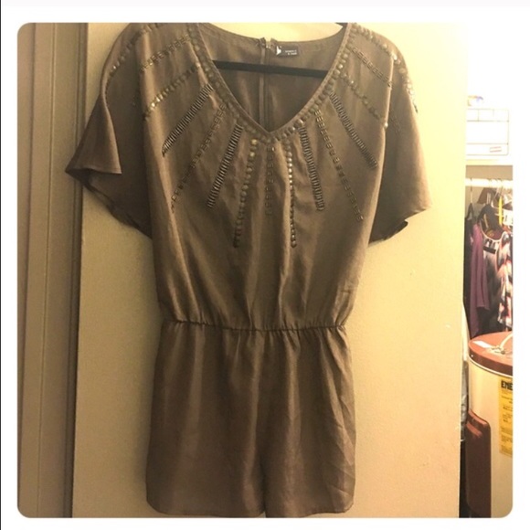 Urban Outfitter Army Green beaded romper