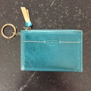 Coach Teal with gold accent keychain wallet!