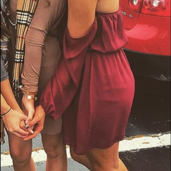 Off the shoulder maroon dress