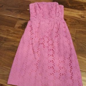 Lilly Pulitzer pink strapless floral dress