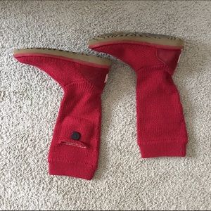 Red knit UGG boots