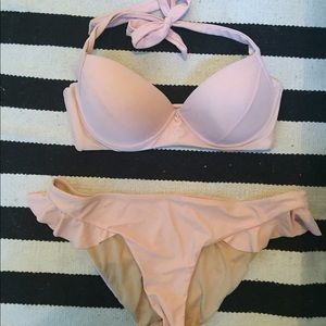 Blush Pink Ruffle Malibu Push-Up Bikini