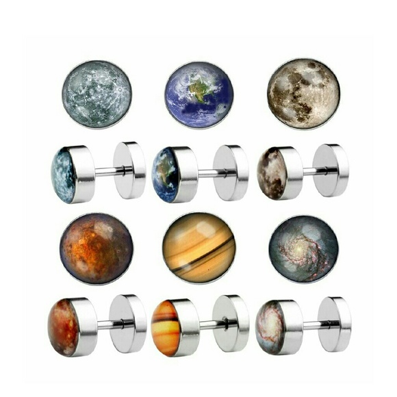 12pcs 16 gauge Solar System Universe earrings