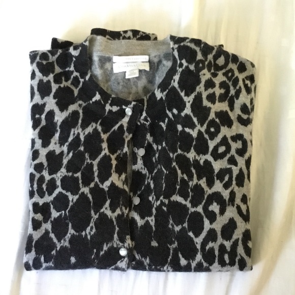 Black and grey leopard print cashmere sweater - Picture 1 of 3
