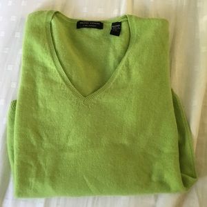 Lime Cashmere V Neck Sweater