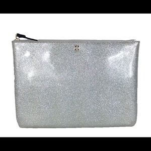 KATE SPADE SILVER MAVIS STREET GIA POUCH CLUTCH