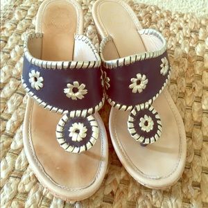 Navy Jack Rogers wedge heel