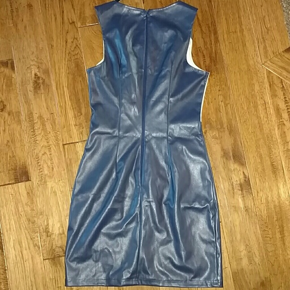 SALE 🎈Blue Vegan Suede & Leather Dress - Picture 5 of 6