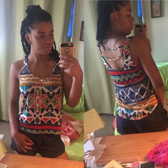 A nice tribal shirt with a cut out back