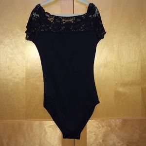 GAYNOR MINDEN BLACK LACE LEOTARD