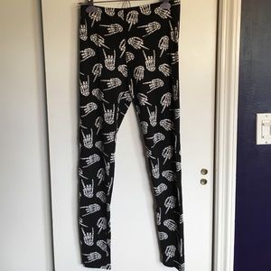 Skeleton Hand Fold-Over Leggings