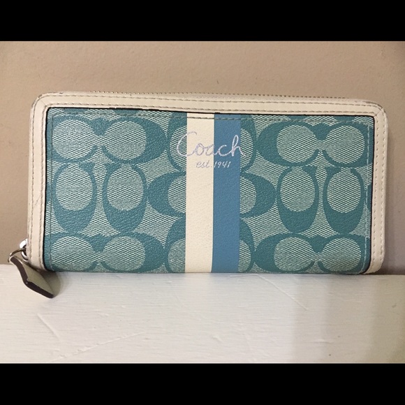 Coach large wallet in teal