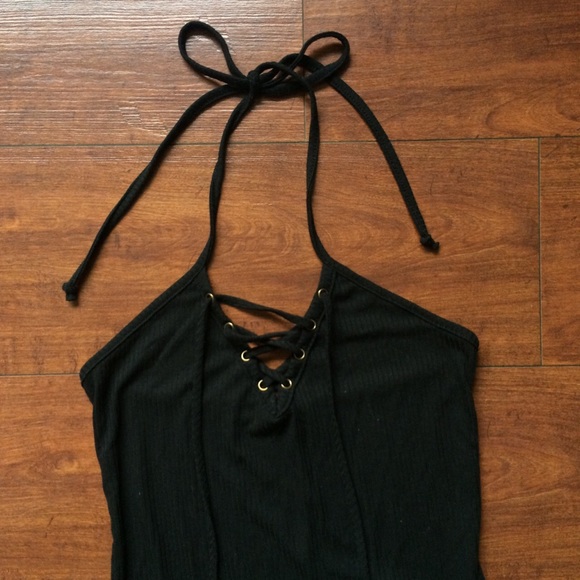 lace up halter maxi dress