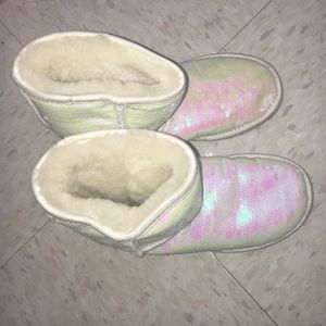 White/Pink Iridescent Ugg Boots