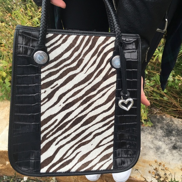 Brighton Tote Leather & Faux Zebra Fur