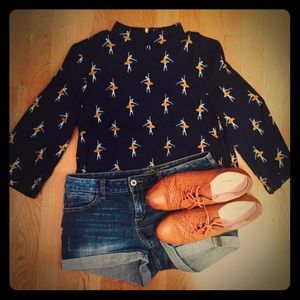 TRENDY Mock Neck Top with Ballerina Design