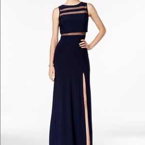 Front slit illusion gown