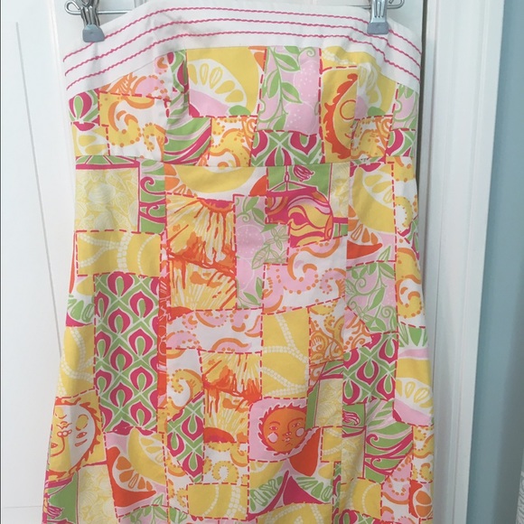 Lilly Pulitzer Strapless Patchwork Print Dress - image 1