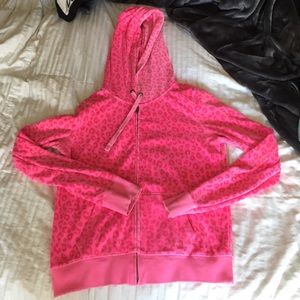 Women's Victoria's Secret Hot Pink Cheetah Zip Up