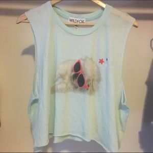 BNWT Wildfox pup with shades mint tank
