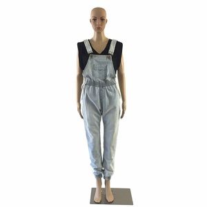 New Light Denim Overalls w Fitted Waist & Ankle, S