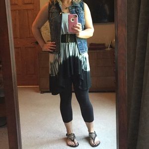 Gray and Black Tie Dye Tunic Dress