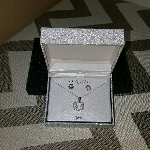Sterling Silver White Crystal Set