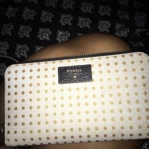 Fossil Black & Gold Polkadot Wallet