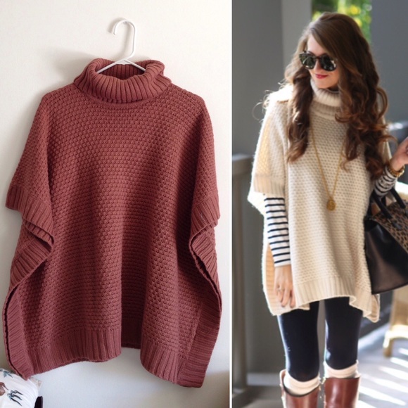 Forever 21 Sweaters - Rust Cowl Neck Textured Poncho