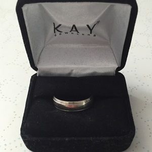 Solid white gold men's engagement ring
