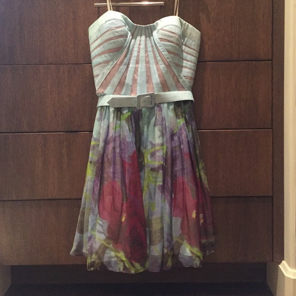 Aidan Mattox Strapless Blue and Purple Party Dress