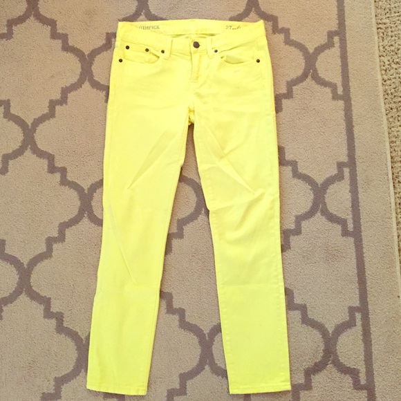 J.crew yellow denim toothpick jeans