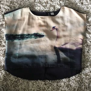 Cropped shirt, button detail in back