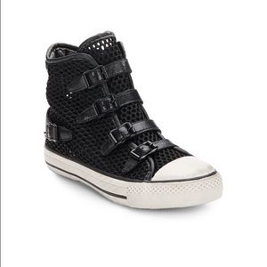 Vanessa Leather-Trimmed Mesh High-Top Sneakers.