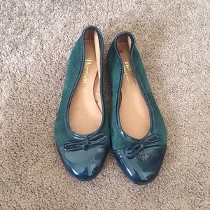 Never worn teal Italian leather flats size 35