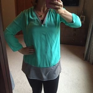 🆕Mint and Black/White Striped Tunic