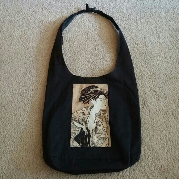 Handbags - 👜 Geisha Black & Tan Cloth Tote