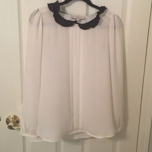 LOFT Sheer Off White Blouse