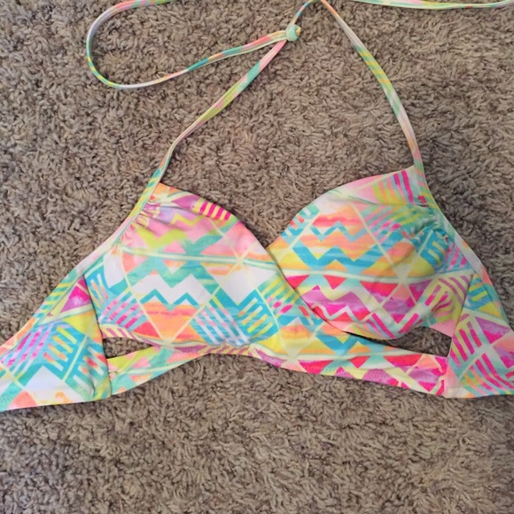 PINK, wrap around padded bikini top (tribal print)