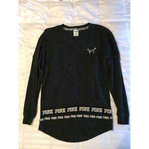 Charcoal Grey PINK Varsity Crew