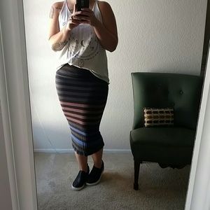 Multi colored striped pencil skirt