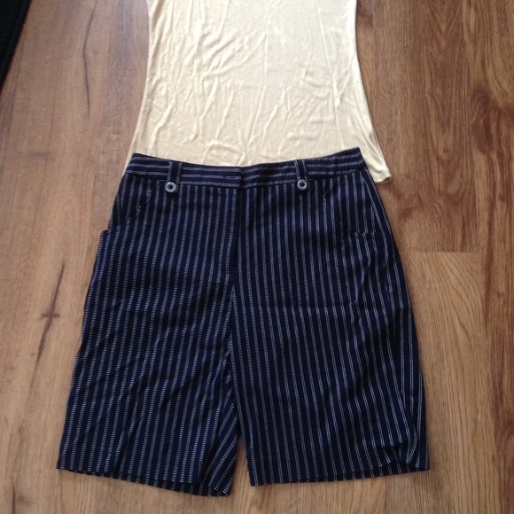 Navy & white pinstriped shorts
