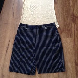 Navy & white pinstriped shorts