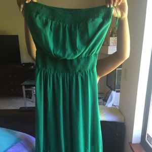 Medium bright green off the shoulder dress