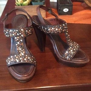 Studded leather Frye heels