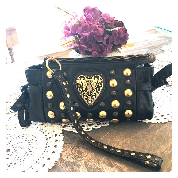 Authentic GUCCI Babouska leather studded wristlet